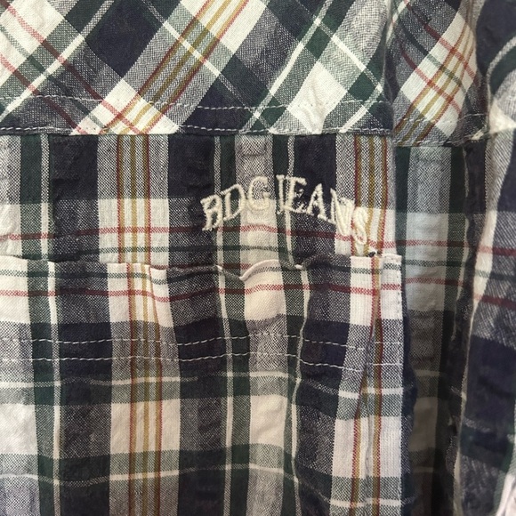 BDG URBAN OUTFITTERS Women’s Addison Check Button-Up Plaid Navy White Shirt L - Picture 14 of 15